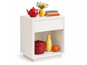 Table de chevet,55x40x63,5 cm,tiroir et niche,mdf,blanc