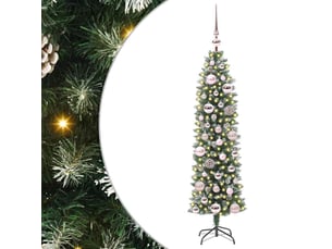 Sapin de noël - arbre de noël artificiel slim vert et blanc 120 cm
