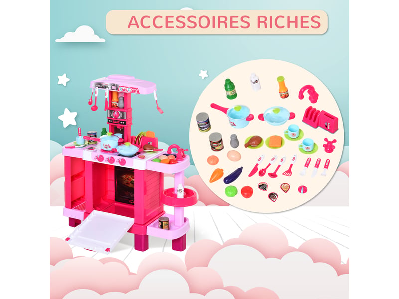 Cuisine pour enfant recettes jeu d'imitation 38 accessoires inclus sons et lumières polypropylène rose - Conforama W