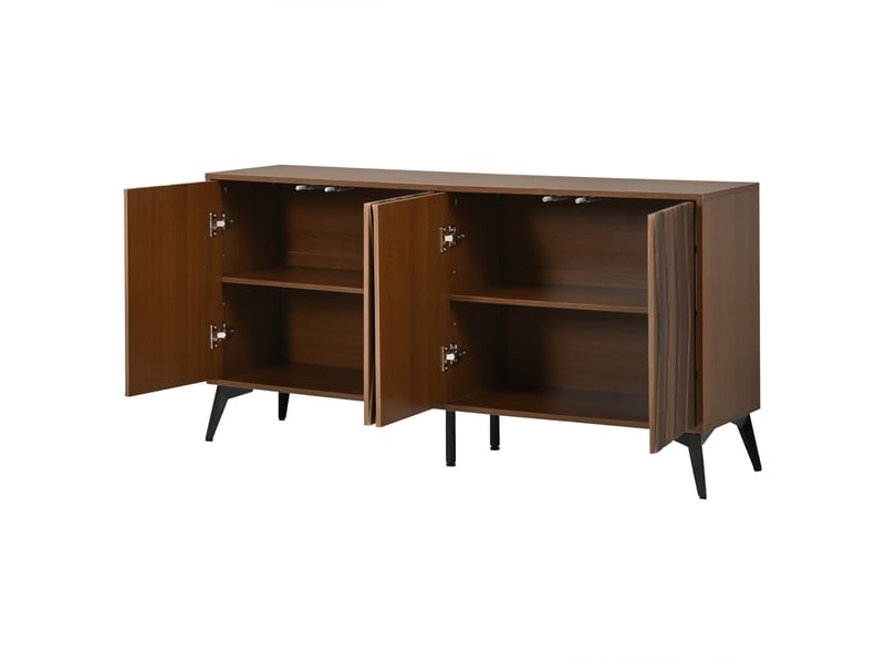  Buffet bas 140x35x70 cm noyer avec 4 portes, étagères réglables Fay Lum - Conforama D