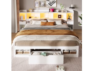 Lit avec rangement 180x200 cm VIVRYN coloris blanc