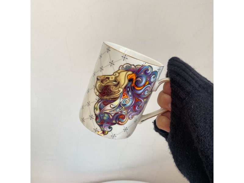  Mug à motif quadrillé et lion, 350 ml  - Conforama B