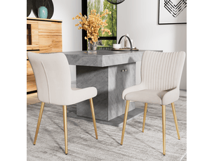 Lot de 4 chaises de salle à manger en velours beige et doré