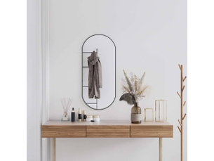 Miroir ovale à fixer coloris noir <strong></strong>  <strong></strong> - 90 cm x 40 cm