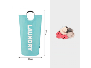 Sac à linge pliable, seau pour vêtements sales avec poignée rembourrée, 90 l, bleu lac, 38 x 79 cm