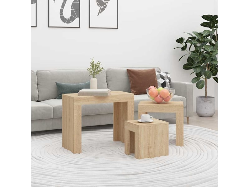  Tables basses gigognes 3 pcs | table de salon chêne sonoma bois d'ingénierie  - Conforama B