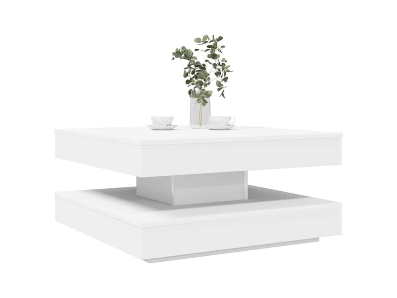 Table basse - table de salon - table à thé rotative à 360 degrés blanc 70x70x34,5 cm  - Conforama B