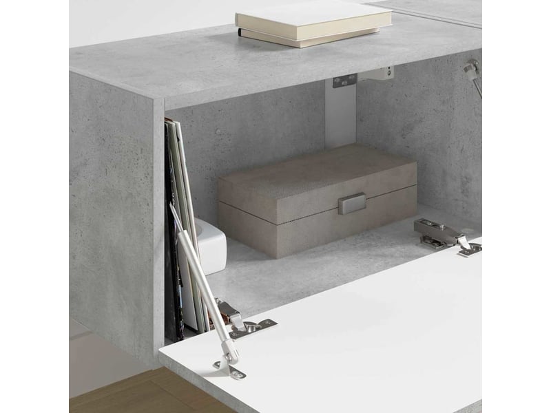  Meuble tv - banc tv - meuble de rangement mural 2 pcs béton bois d'ingénierie  - Conforama D