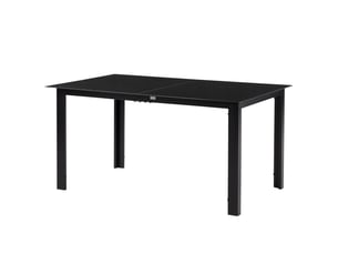 Table de jardin rectangulaire en aluminium et plateau en verre trempé - 6 personnes 150 x 90 x 74 cm noir