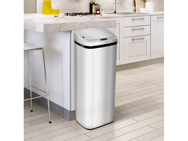  Poubelle de cuisine automatique à capteur 50 l en acier inoxydable argenté  - Conforama B