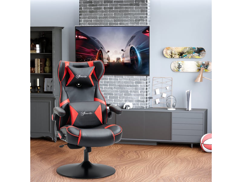  Fauteuil de jeu, haut-parleurs intégrés, dossier inclinable, noir et rouge, 69 x 73 x 118 cm  - Conforama D