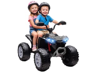 Quad électrique enfant 24v, voiture électrique enfants atv, double moteur, phares, port usb et mp3, 109x68,5x76cm, noir