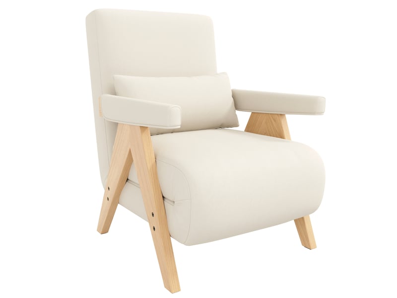 Fauteuil convertible modenvie 3 en 1 beige en tissu aspect lin 64 x 60 x 87 cm  - Conforama A