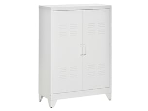 Armoire de bureau à 3 niveaux meuble de rangement bureau métallique 2 portes étagères réglables 75 x 33 x 110 cm blanc