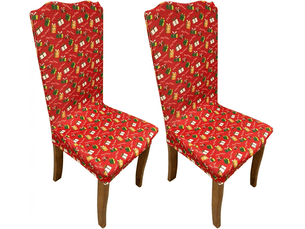Ensemble de deux housses de chaises de salle à manger de noël - deux housses de chaises élastiques, en polyester imperméable et lavable, adaptées aux, multicolore