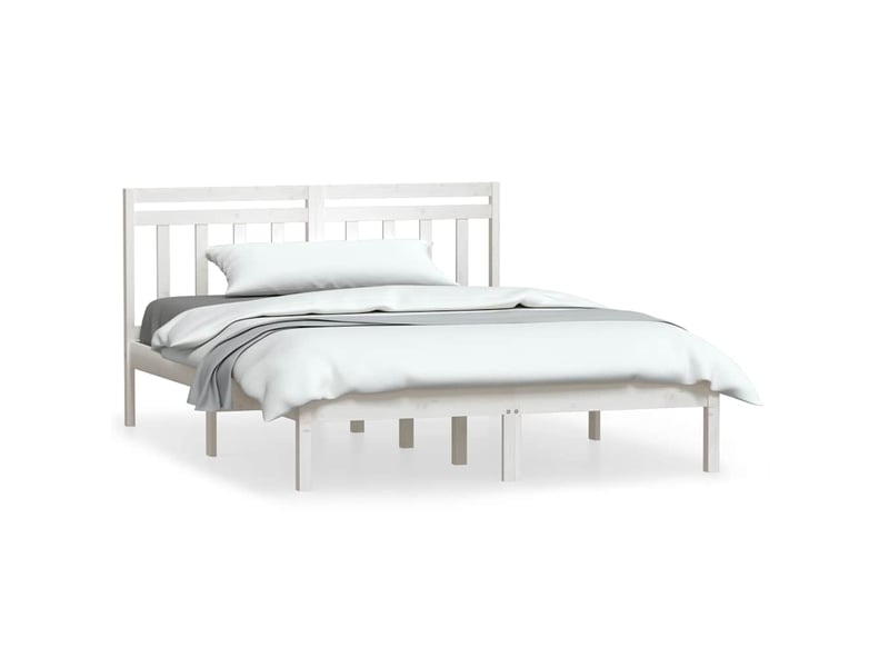  Lit double- lit adulte -  cadre de lit sans matelas blanc bois massif 140x190 cm  - Conforama A