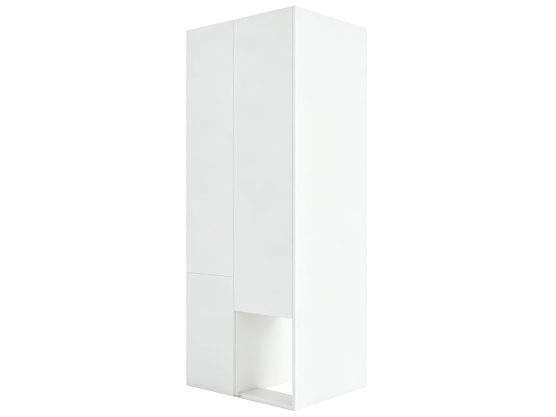  Armoire 70x55x175 cm blanche avec penderie ouverte, étagères et 3 tiroirs  - Conforama E