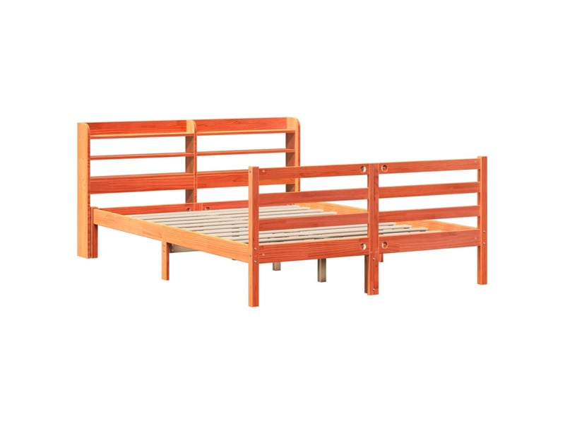  Lit double- lit adulte -  cadre de lit sans matelas  marron 150x200cm bois pin massif  - Conforama B