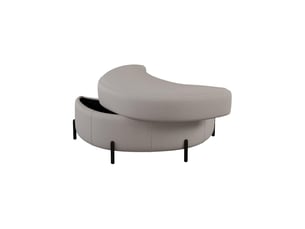 Banc coffre de rangement demi-lune avec plateau beige 86 x 47.5 x 43 cm