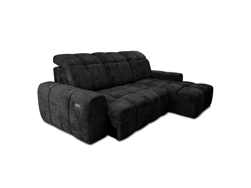 Canapé d'angle droit relax krabi avec coffre tissu kiara noir KRABI-M-KIA869-R - Conforama C