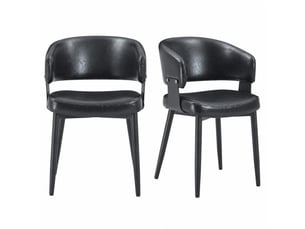 Chaises de salle à manger lot de 2 avec accoudoirs et dossier bicolore - pieds en métal, pu - noir
