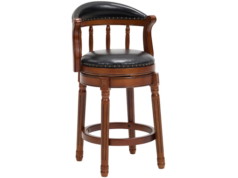  Tabouret de bar pivotant 360°,54,8x54,8x96 cm,avec dossier,cuir véritable,noir  - Conforama A