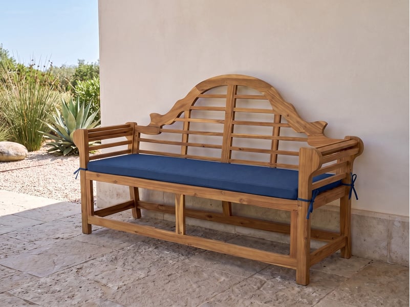 Banc avec coussin d'assise marlboro 180 cm acacia bleu - Conforama B