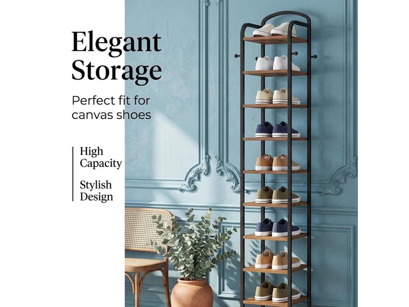 Étagère de rangement verticale à 10 niveaux, étagères réglables en hauteur, marron - Conforama D