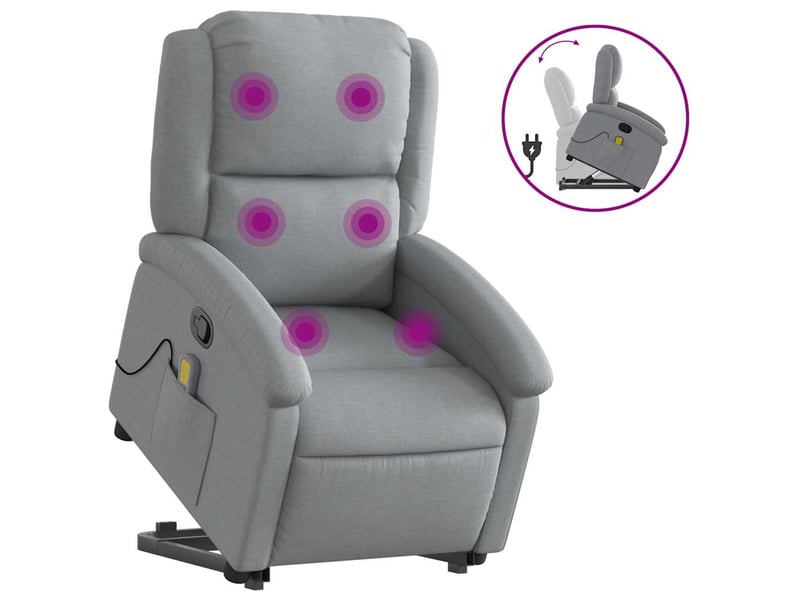  Fauteuil de massage inclinable, fauteuil relax gris clair tissu shl56916  - Conforama A
