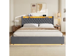 Lit coffre 180x200 cm CRAVDOM coloris gris