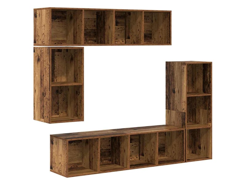 Ensemble meuble tv - banc tv - meuble de rangement 4 pcs bois ancien bois d'ingénierie  - Conforama A