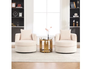 Fauteuil fixe pivotant  HAUSS SPOLE  Velours côtelé beige vendu A l'unité