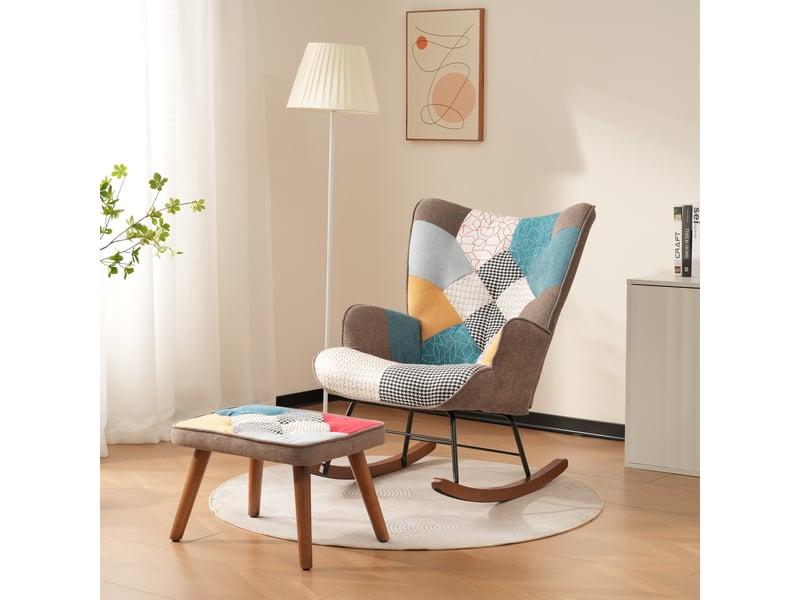  Fauteuil à bascule relax – accoudoirs rembourrés, repose-pieds – pour salon et détente  - Conforama B
