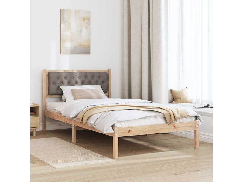 Lit simple- lit adulte -  cadre de lit avec tête de lit taupe 100 x 200 cm pin massif  - Conforama C