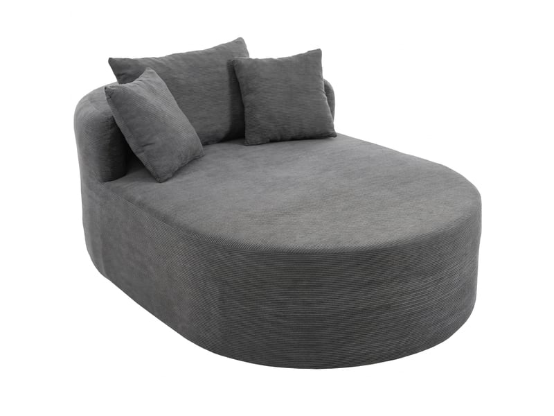  Fauteuil relax ovale en velours côtelé gris foncé sans montage  - Conforama A