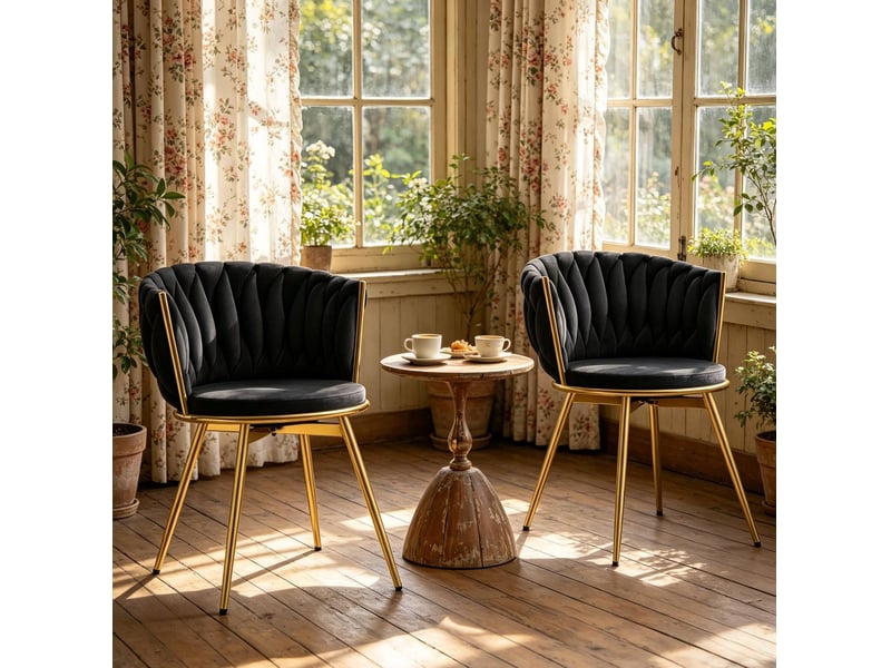  Chaise de salle à manger pivotante en velours noir, lot de 2 cravdom  - Conforama C