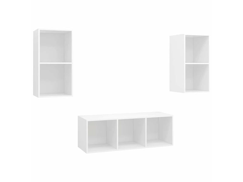  Ensemble de meuble tv - banc tv - meuble de rangement 3 pcs blanc bois d'ingénierie  - Conforama A