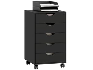 Caisson de bureau mobile à 5 tiroirs sur roulettes noir 40 x 40 x 67 cm
