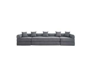 Canapé familial modulable, gris foncé, avec rangement, modules combinables, adapté aux animaux