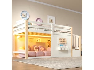 Lit surélevé 90x200 cm <strong>OKMYHOME</strong> <strong></strong> coloris bicolore