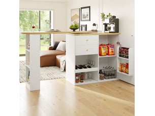 Table basse forme atypique coloris blanc MEUBLIV - 39 cmx138 cm