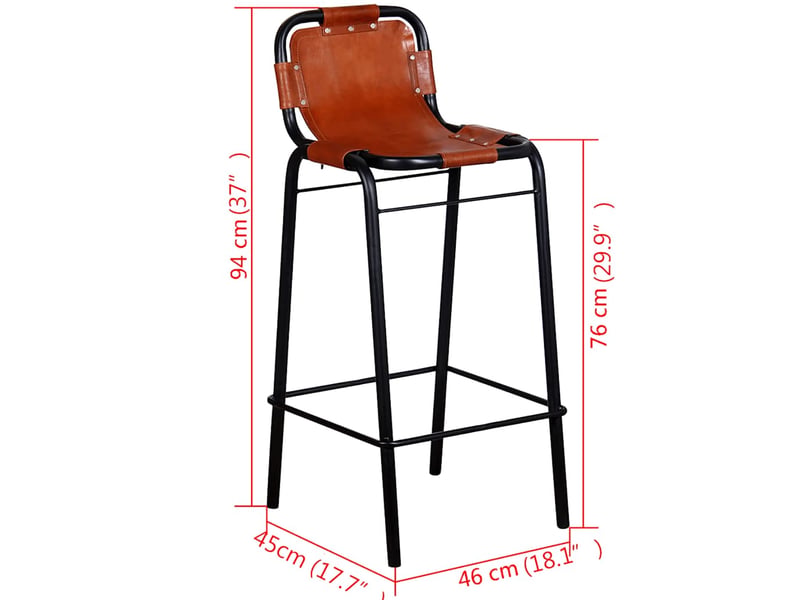  Lot de 2 tabouret de bar, chaise de bar cuir véritable shl84327  - Conforama E