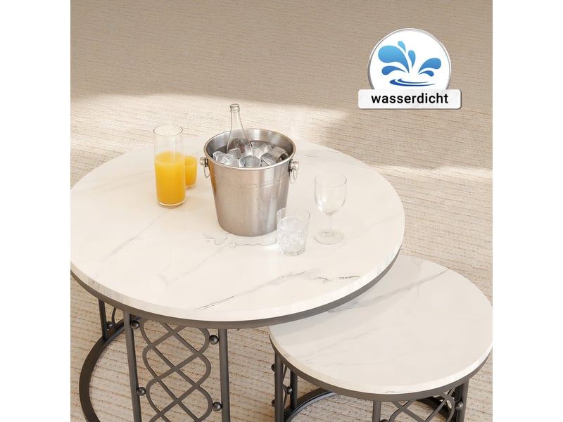  Table basse gigogne 2 pièces avec plateau effet marbre evryae  - Conforama E