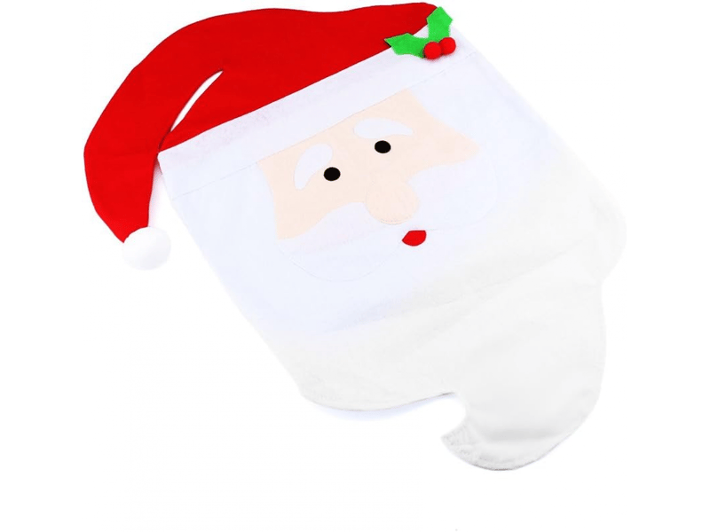  Lot de 2 housses de chaises de noël ornées d'un motif de père noël et d'un bonnet rouge, idéales pour les décorations de noël dans les restaurants, les h XLH-ZLS-009344MF - Conforama C