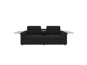 Canapé droit fixe <strong>BIQZUYA</strong> <strong></strong> 2 places Tissu noir