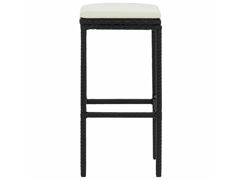  Lot de 3 tabouret de bar, chaise de bar avec coussins noir résine tressée  - Conforama D