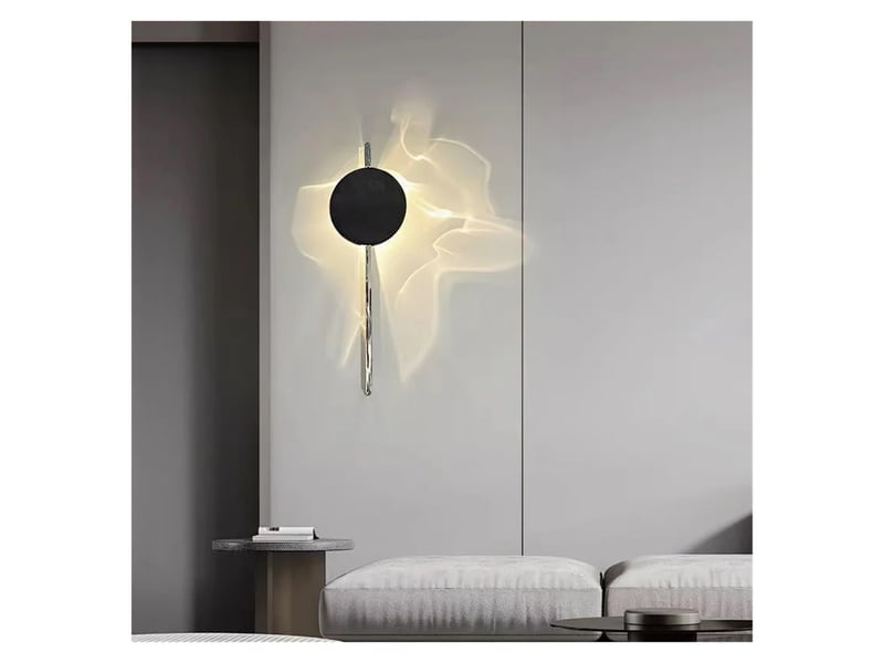  Applique murale rotative en acier inoxydable – jeu d'ombre et lumière, pour salon, chambre et ambiance-modèle 1 - 33 cm  - Conforama C
