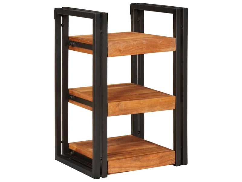  Vidaxl lot 2 tables de chevet marron noir bois acacia massif meuble rangement 38x33x58 cm chambre  - Conforama D