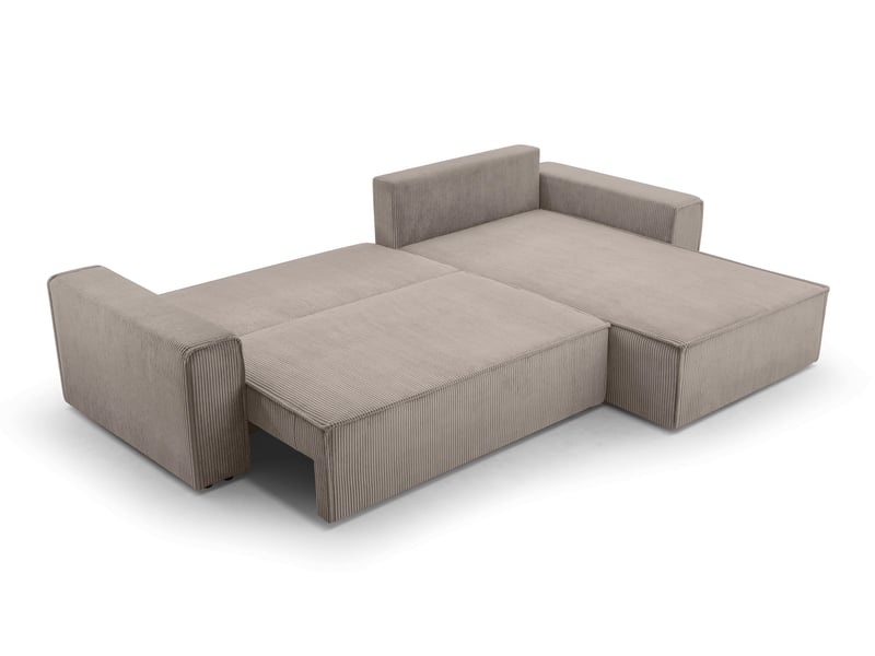  Canapé d’angle en velours côtelé cedria – 287 cm beige CedriaMini - Conforama C