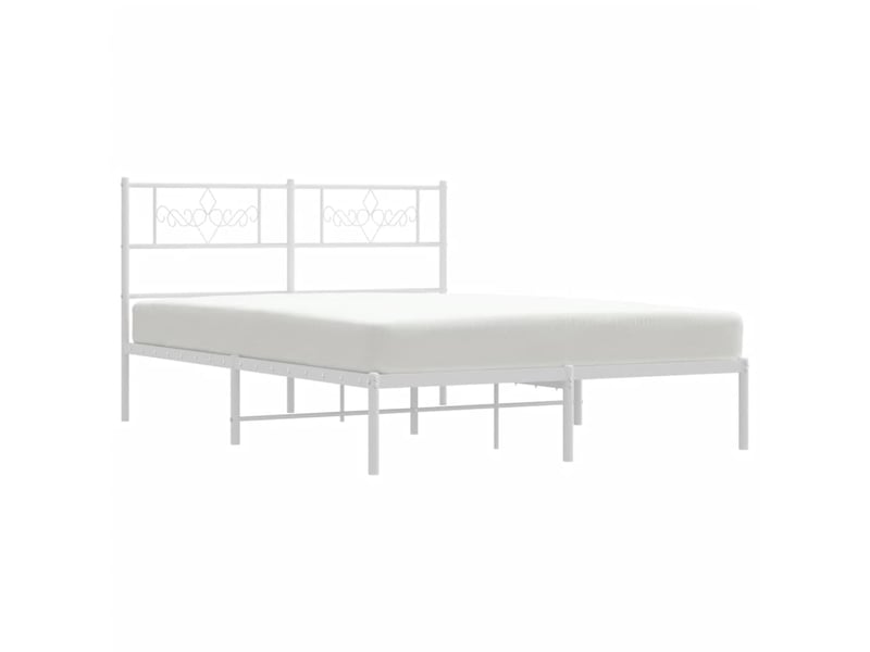  Lit double- lit adulte -  cadre de lit métal sans matelas et tête de lit blanc 120x190 cm  - Conforama C